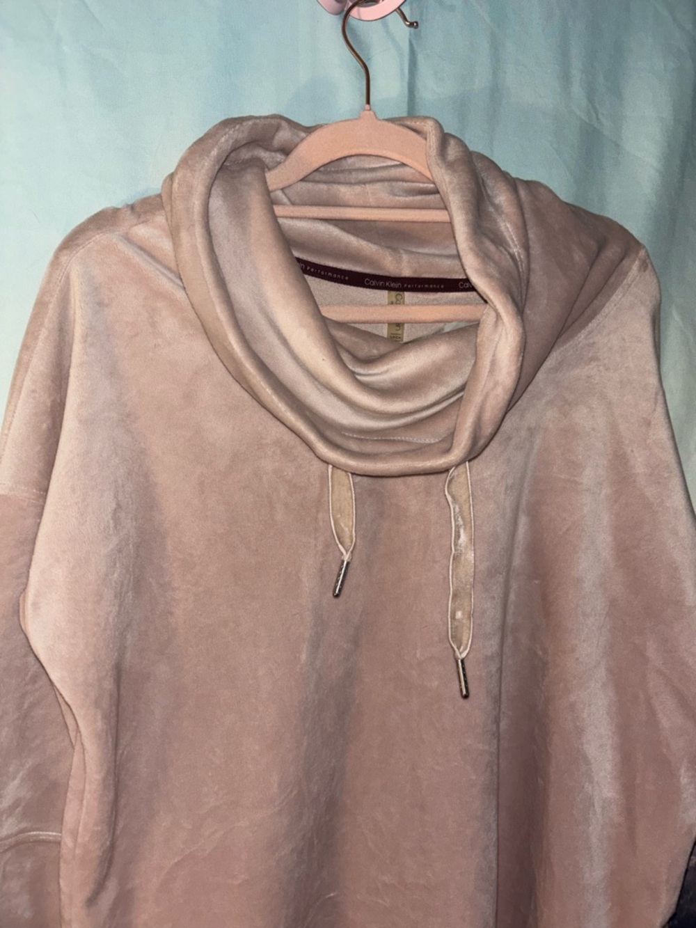 Calvin Klein Performance Plush Cowl Pullover - Light Blush